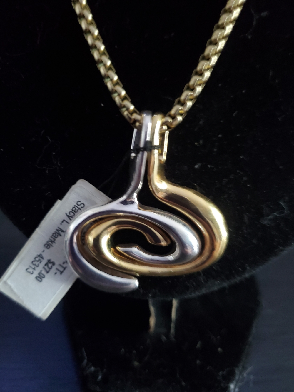 Premier Designs Two-Tone Gold and Silver Swirl Pendant Necklace